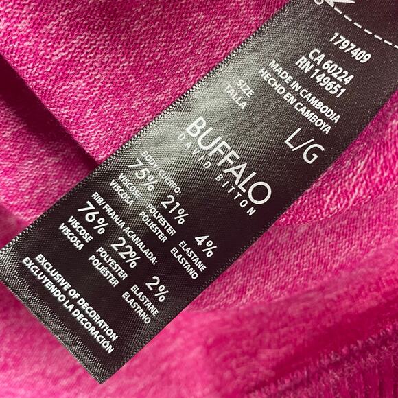 BUFFALO DAVID BITTON NWT Cozy Knit Relaxed Fit V Neck Sweater Heather Pink Large - Picture 4 of 4